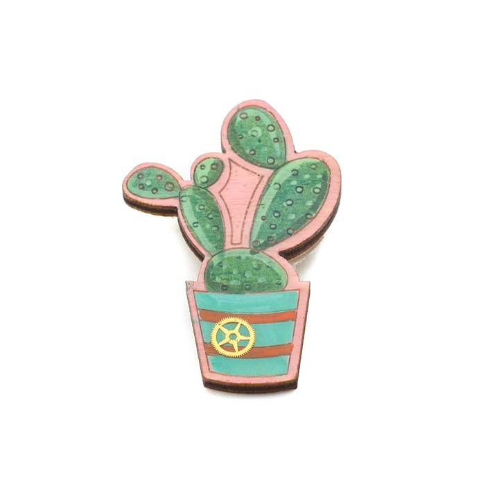 ДИВ КАКТУС Розова 484 брошка, Многоцветен, 4.5 CM