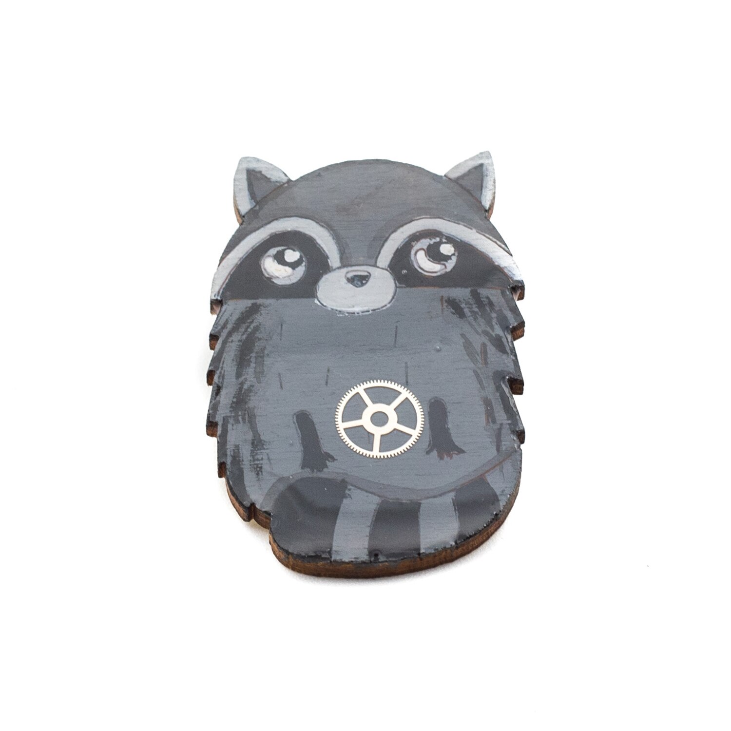 Brosa lemn CINDY RACCOON 486, 45mm, Negru