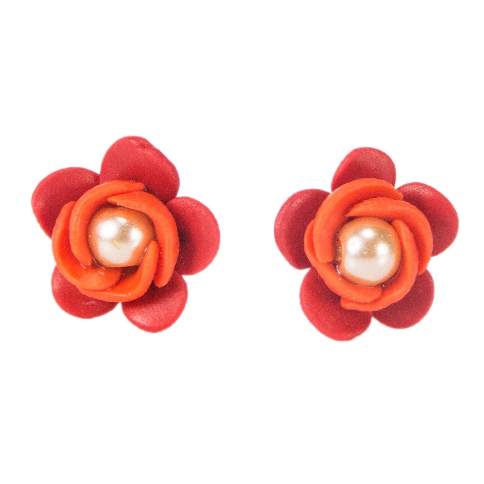 Cercei handmade cu cristale si perla de cultura, Miidefloriart, Rosu