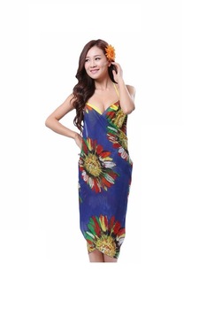 Rochie pareo de plaja imprimata dama, LRTM, Albastru, One Size Rochie pareo de plaja imprimata dama, LRTM, Albastru, One Size