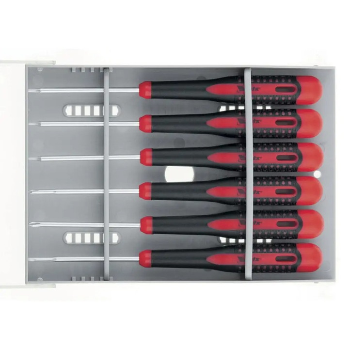 Set surubelnite de precizie Fusion, maner din doua componente, 6 buc., in cutie de plastic, MTX
