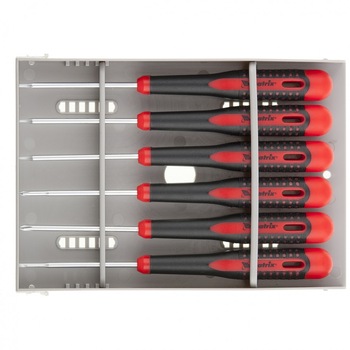 Set surubelnite de precizie Fusion, maner din doua componente, 6 buc., in cutie de plastic, MTX Set surubelnite de precizie Fusion, maner din doua componente, 6 buc., in cutie de plastic, MTX