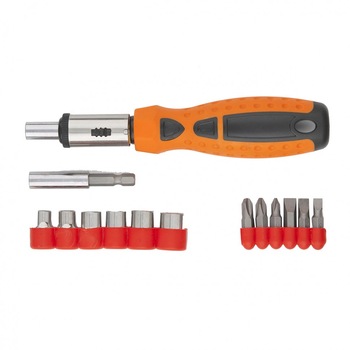 Surubelnita reversibila, set biti si capete tubulare, 14 buc., in cutie de plastic, SPARTA Surubelnita reversibila, set biti si capete tubulare, 14 buc., in cutie de plastic, SPARTA