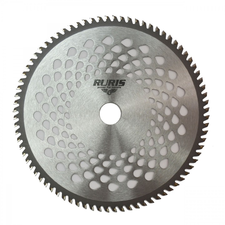 Disc motocoasa pentru tuns iarba, Ruris, confectionat din otel, 80 dinti cu vidia tip 1, diametru 230 mm