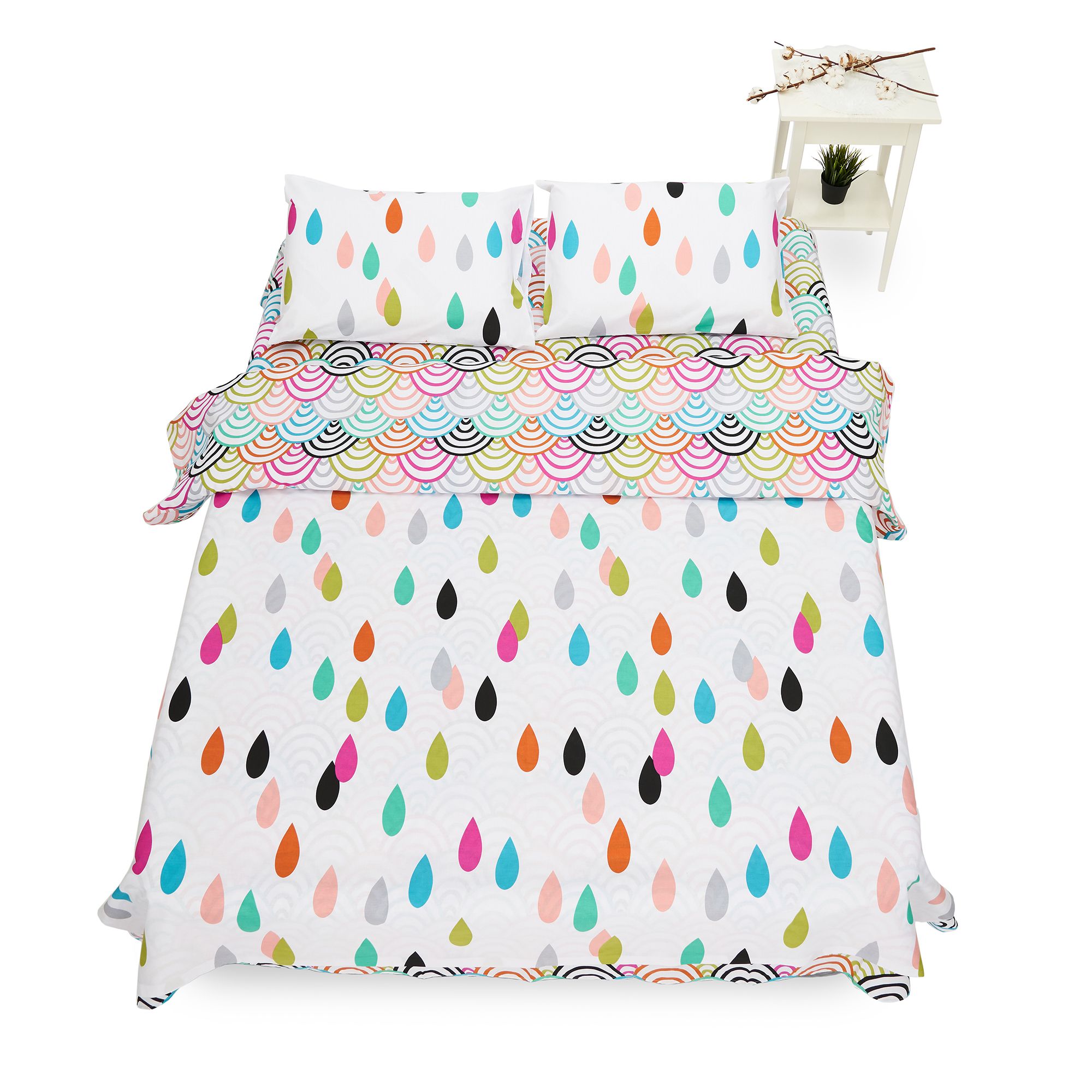 Set lenjerie pat dublu, King Size, bumbac 100%, model Colour