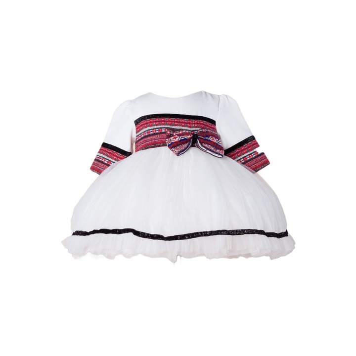 Rochita alba cu insertie de model rosu, 6 luni