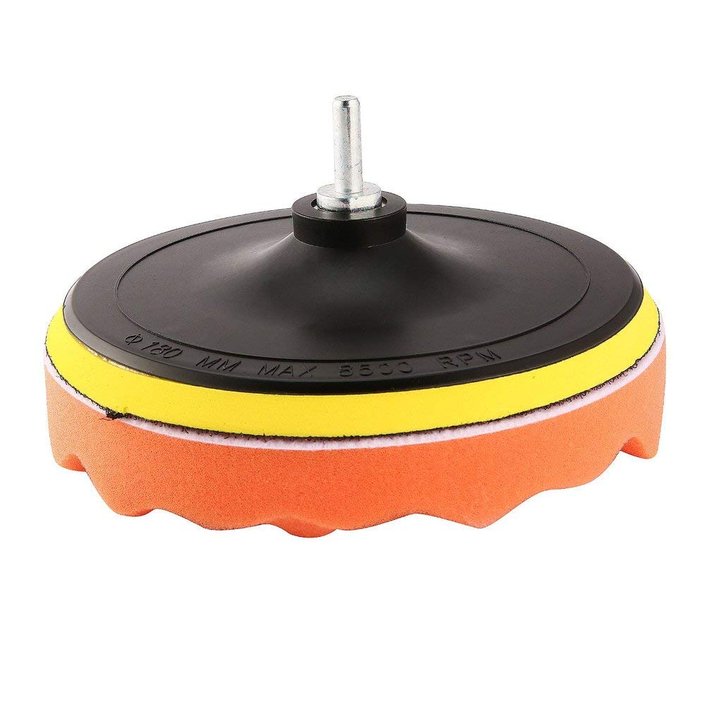 Kit polish auto cu 5 discuri / bureti 15cm, calota bumbac, adaptor