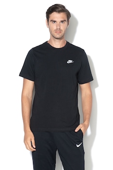Nike - Тениска Sportswear Club с овално деколте и лого, Черен