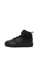 Nike, Pantofi sport mid-high de piele Court Borough Mid 2, Negru, 35.5 EU