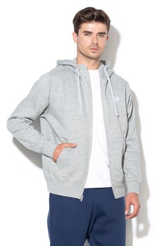 Nike, Hanorac cu fermoar si logo Sportswear Club, Gri melange Nike, Hanorac cu fermoar si logo Sportswear Club, Gri melange