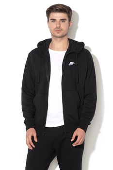 Nike, Hanorac cu fermoar si buzunare oblice Sportswear Club, Negru Nike, Hanorac cu fermoar si buzunare oblice Sportswear Club, Negru