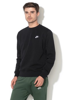 Nike, Bluza sport cu decolteu la baza gatului si logo brodat, Negru Nike, Bluza sport cu decolteu la baza gatului si logo brodat, Negru