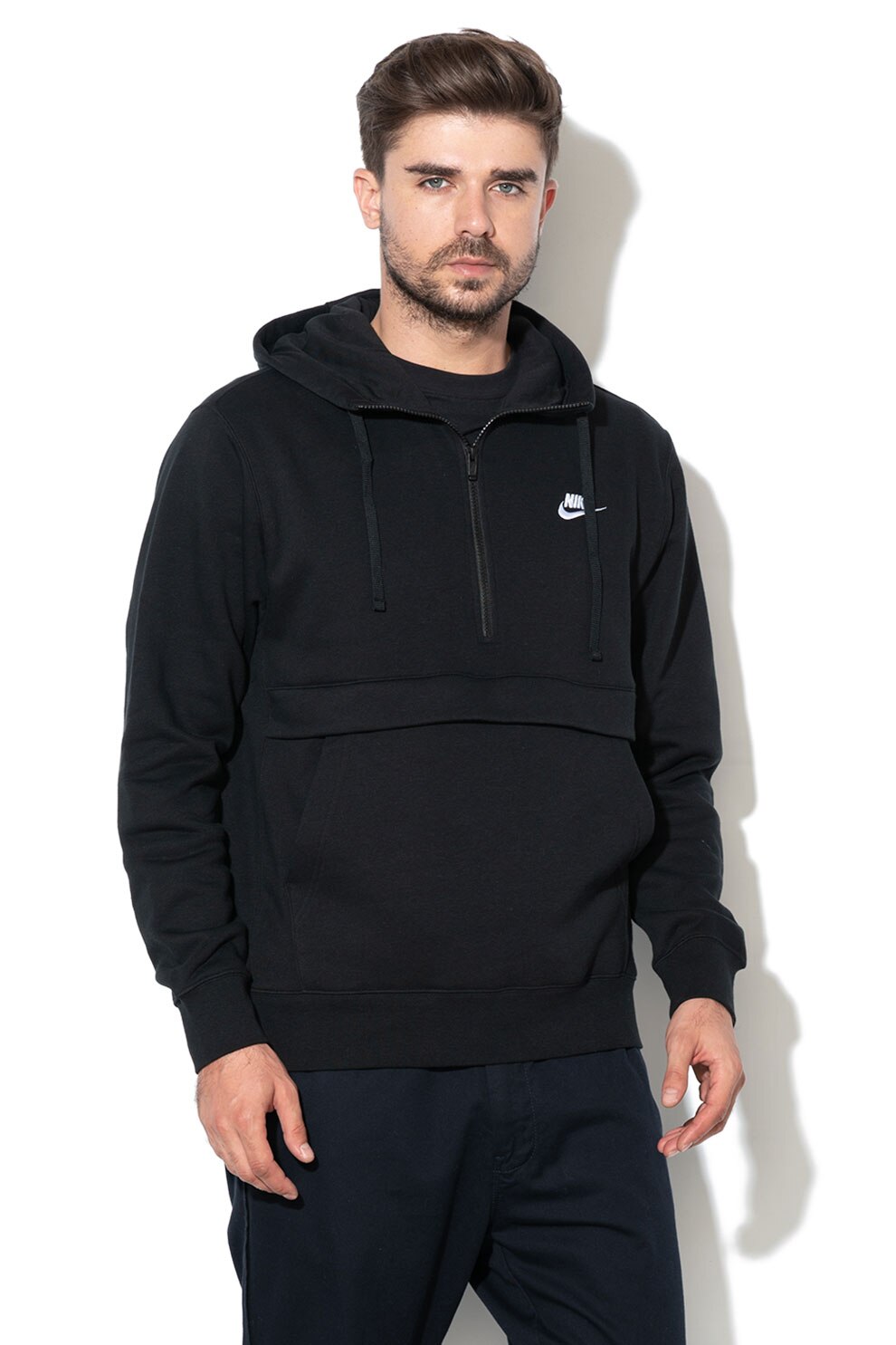 Nike, Hanorac cu fenta cu fermoar BV2699, Negru