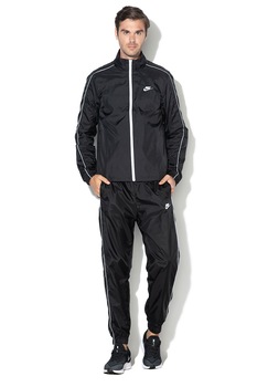 Nike, Trening lejer cu fermoar Sportswear, Negru/Alb