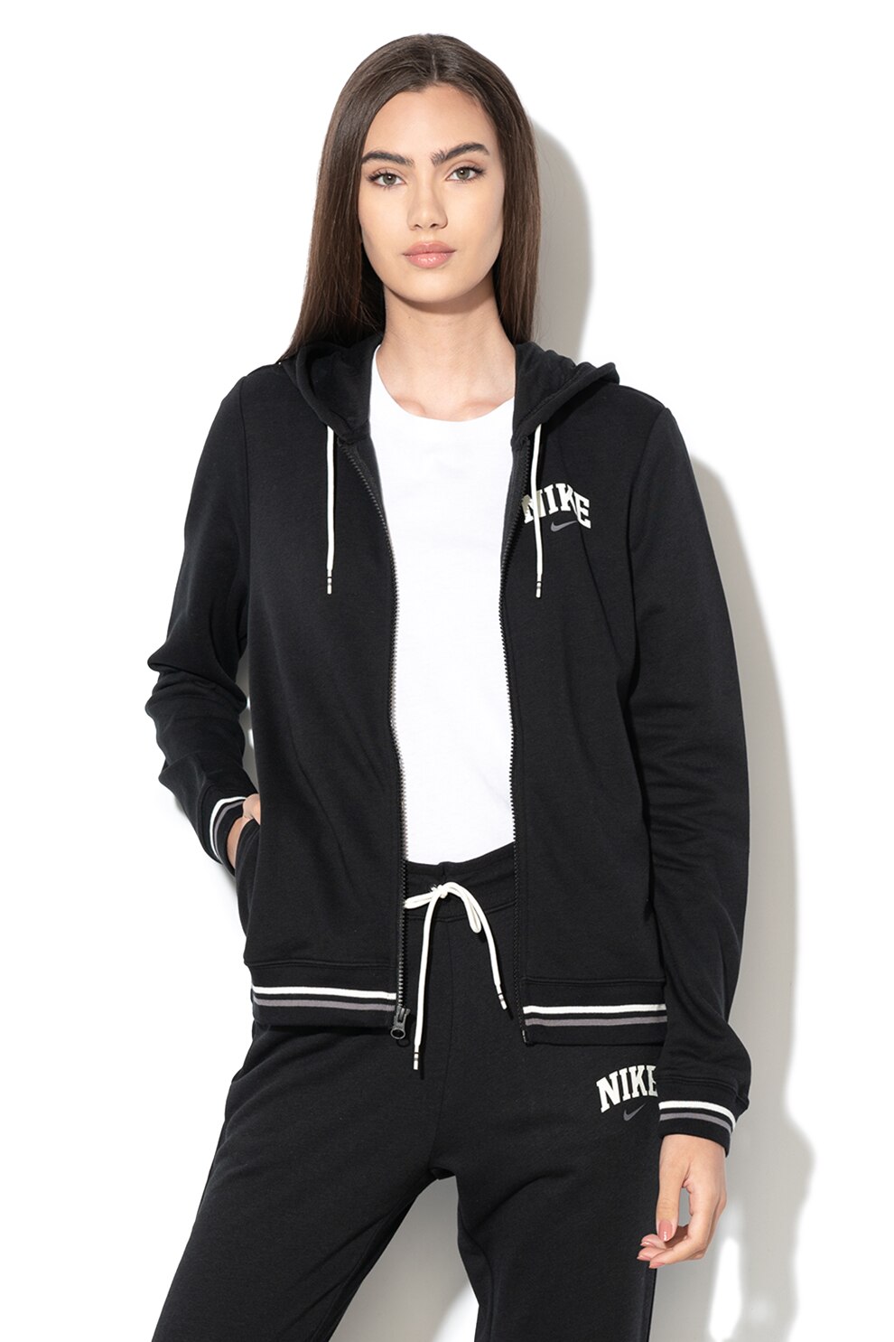 Nike, Hanorac cu aplicatie logo, Negru