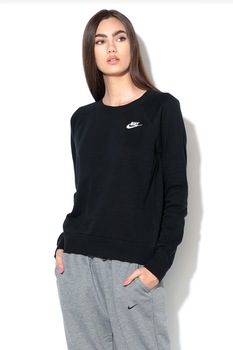 Nike, Bluza sport cu logo si maneci raglan Essential, Negru Nike, Bluza sport cu logo si maneci raglan Essential, Negru