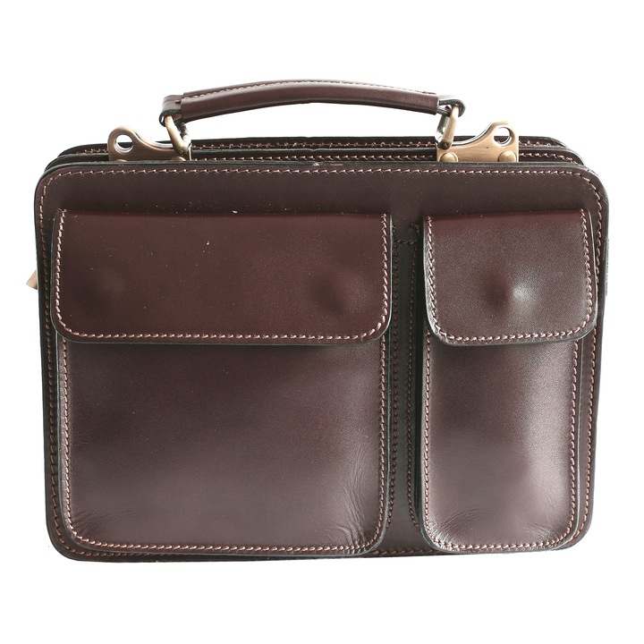 Borseta barbati din piele naturala, maro, S107B