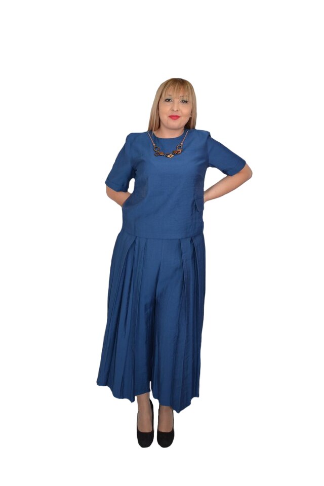 Costum trendy, pantaloni tip fusta,D&J Exclussive, Bleumarin