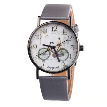 Ceas dama, model cu bicicleta, bicycle, casual fashion style, curea gri Ceas dama, model cu bicicleta, bicycle, casual fashion style, curea gri
