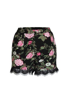 Pantaloni scurti cu imprimeu floral si margini dantelate, de dama, Multicolor, Papaya, 10 UK Pantaloni scurti cu imprimeu floral si margini dantelate, de dama, Multicolor, Papaya, 10 UK