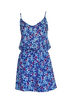 Salopeta cu bretele tip rochie si imprimeu floral, de dama, Multicolor, Papaya, 10 UK Salopeta cu bretele tip rochie si imprimeu floral, de dama, Multicolor, Papaya, 10 UK