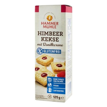Biscuiti cu Zmeura si Crema de Vanilie 125gr Hammer Muhle Biscuiti cu Zmeura si Crema de Vanilie 125gr Hammer Muhle