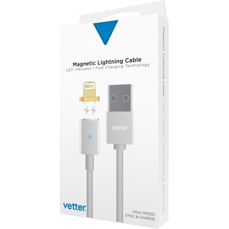 Cablu de date Vetter Lightning, Magnetic, Silver