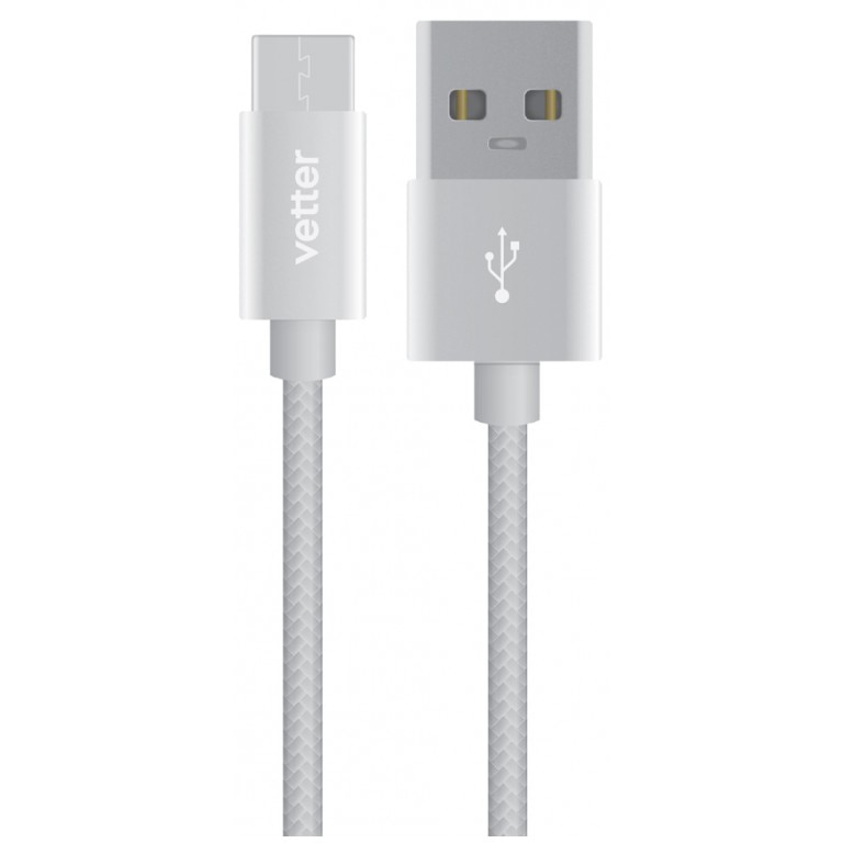 Cablu de date Vetter, USB Type C - USB 3.0, 18 cm, Silver
