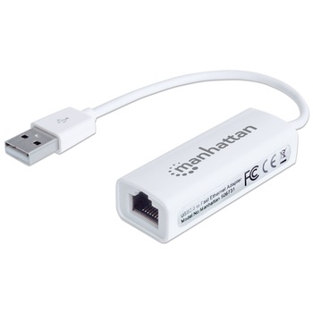 Adaptor , Manhattan , USB 2.0 10/100 Mbps RJ45 , alb Adaptor , Manhattan , USB 2.0 10/100 Mbps RJ45 , alb