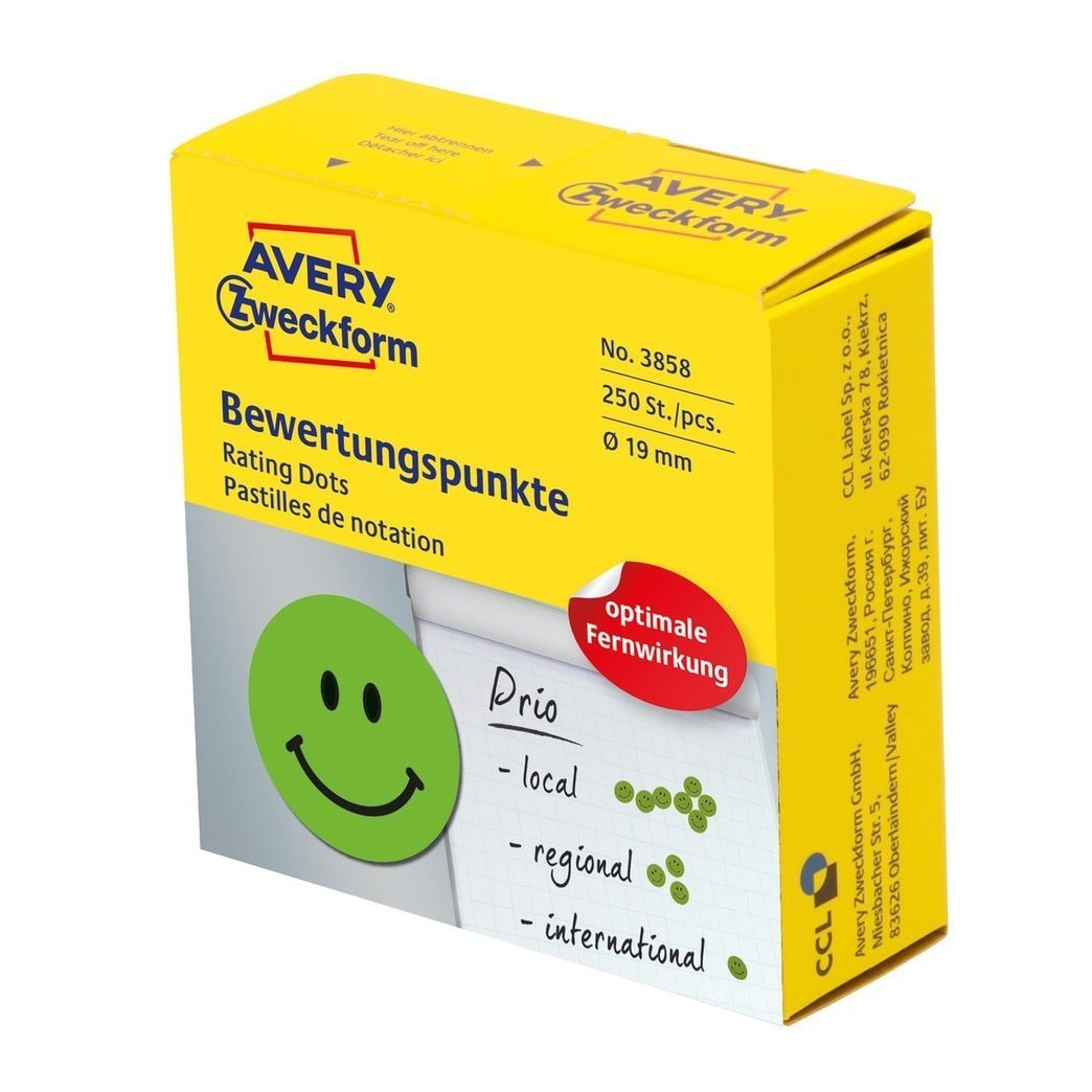 Buline de evaluare SMILEY FACE, Avery Zweckform 3858, verde
