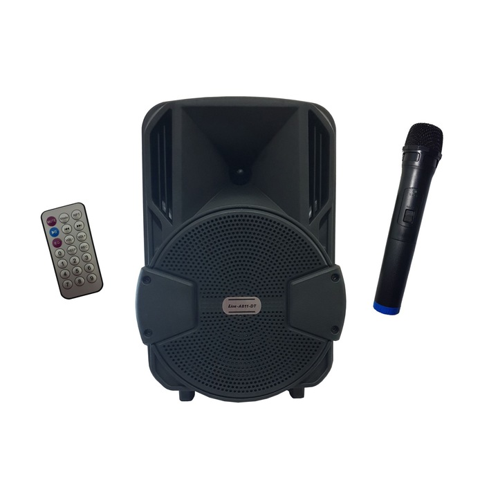 Boxa Activa Cu Statie Tip Troller cu Microfon Wi-Fi , Bluetooth , FM , USB , Card SD ,Telecomanda