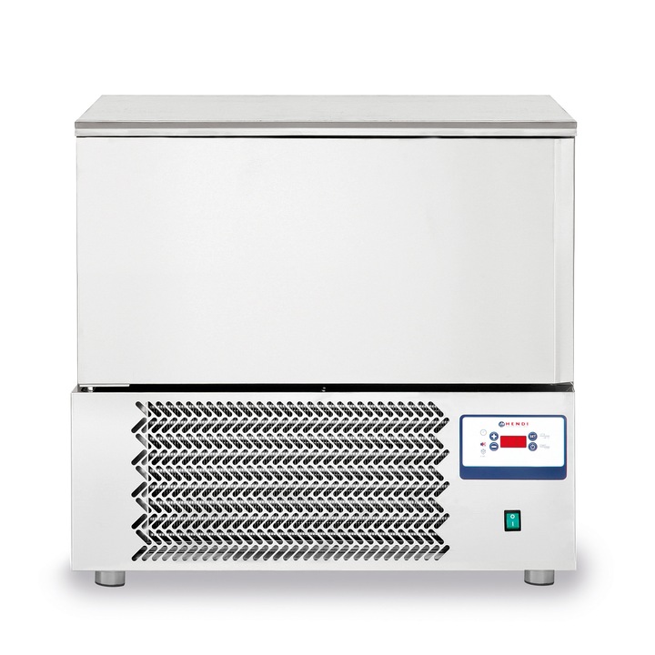 Congelator profesional Hendi cu 1 usi 5 GN 1/1 sau 5 tavi 600x400 mm otel inoxidabil +3 /- 18°C 1420 W 750x740x(H)880 mm