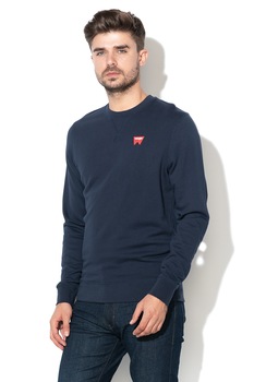 Wrangler, Bluza sport de bumbac, cu aplicatie logo, Bleumarin, S Wrangler, Bluza sport de bumbac, cu aplicatie logo, Bleumarin, S