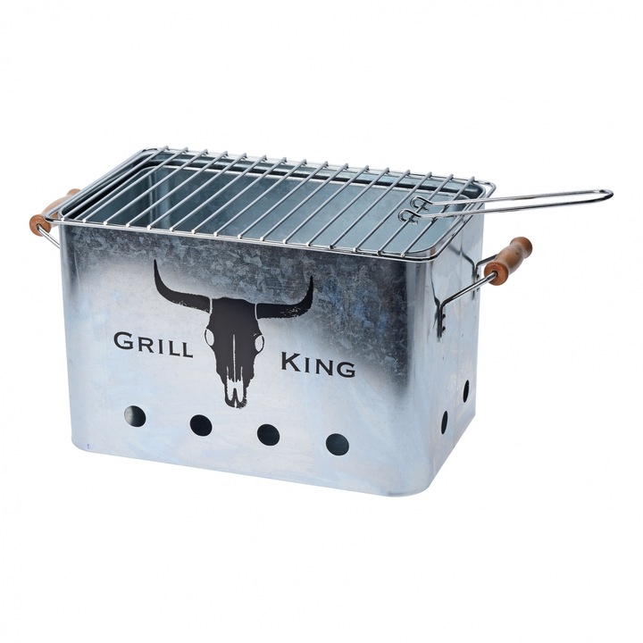 Gratar Barbeque, dreptunghiular, Alb/Gri