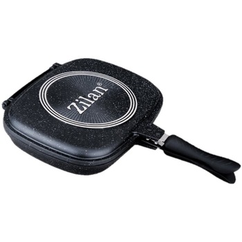 Tigaie dubla ZILAN, Diametru 30 cm, Marmura, Garnitura silicon de rezerva, Manere magnetice, Negru Tigaie dubla ZILAN, Diametru 30 cm, Marmura, Garnitura silicon de rezerva, Manere magnetice, Negru