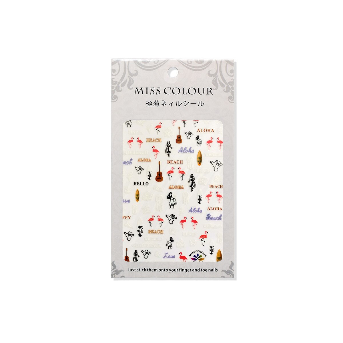 Stickere autoadezive pentru unghii, MoonbasaNails, Model Aloha Beach R102