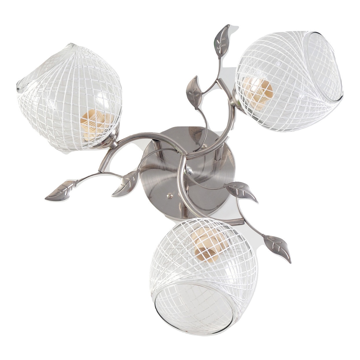 Candelabru NG 75333-3, 3 x E 27, 40 W, 220 V, Metal / Sticla, Alb/Crom