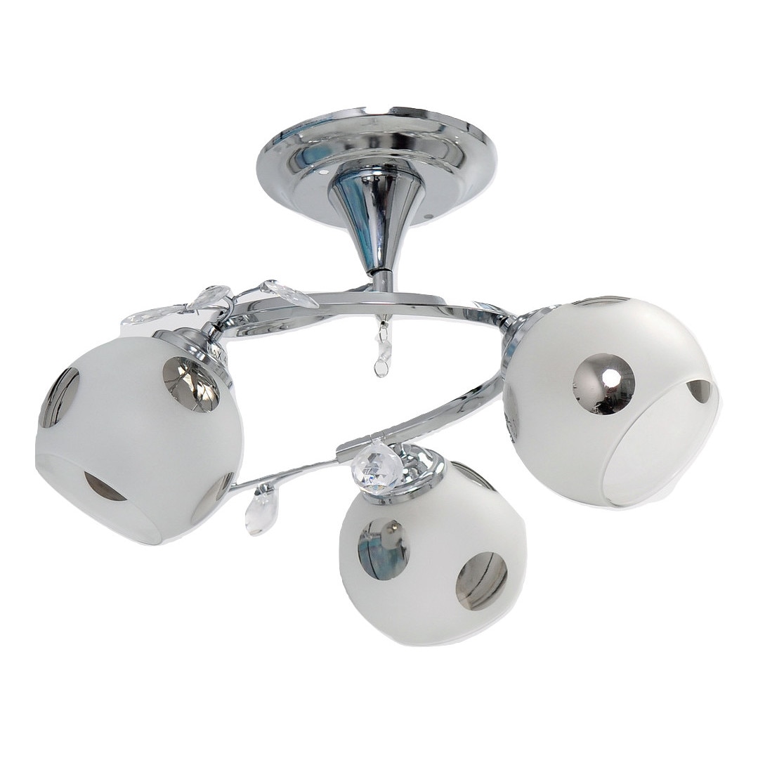 Candelabru NG 8008-3, 3 x E 27, 40 W, 220 V, Metal / Sticla, Alb/Crom