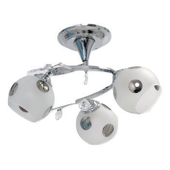 Candelabru NG 8008-3, 3 x E 27, 40 W, 220 V, Metal / Sticla, Alb/Crom Candelabru NG 8008-3, 3 x E 27, 40 W, 220 V, Metal / Sticla, Alb/Crom