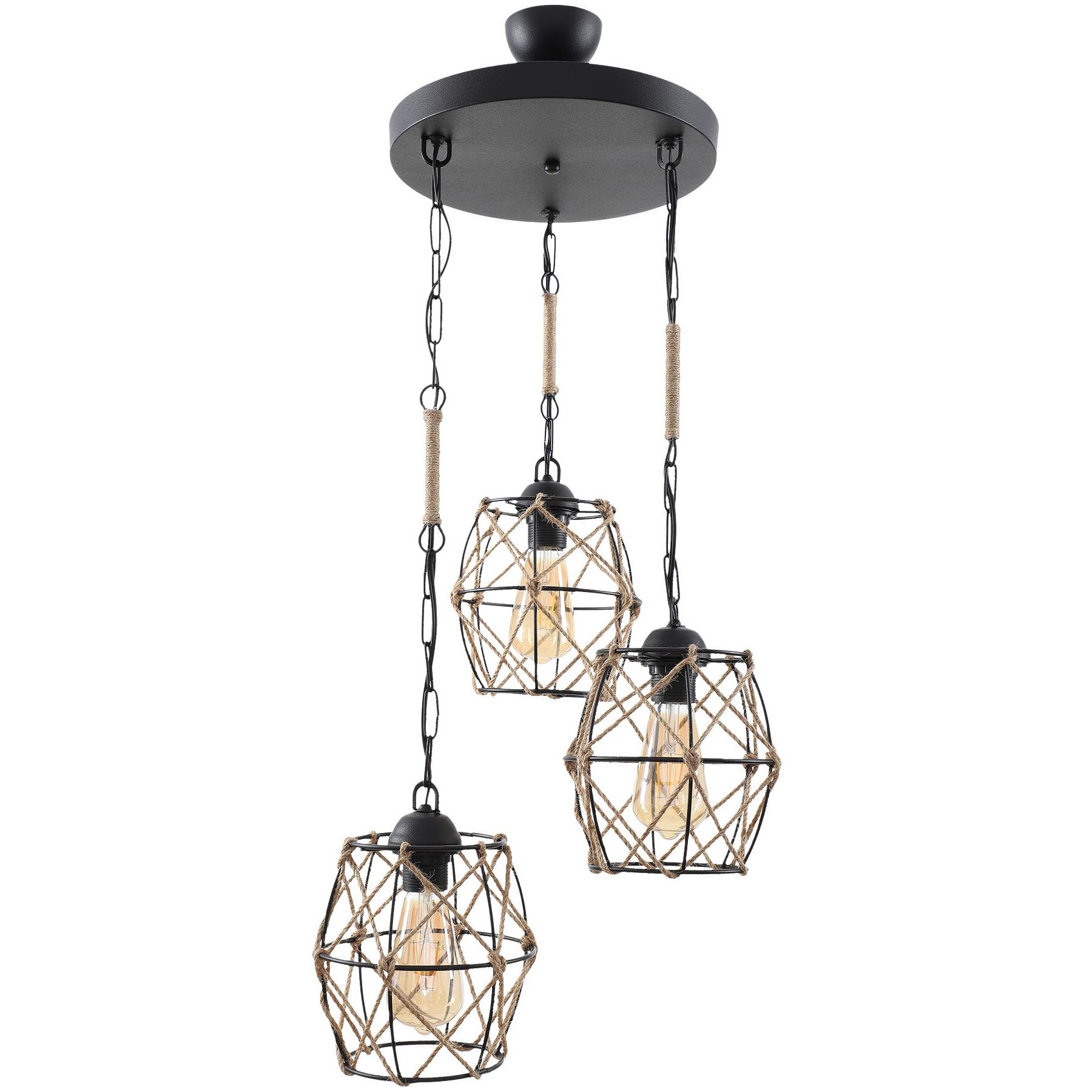 Lustra Nevra, 3 becuri, Begusa, E 27, 60 W, Negru