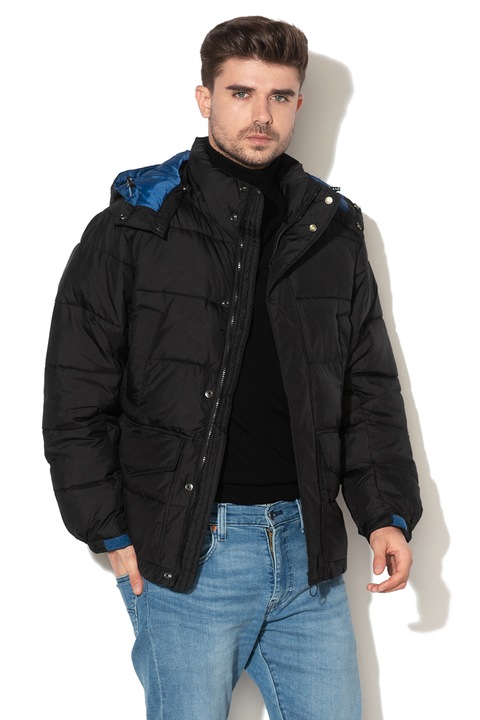 Lee, Bélelt télikabát kapucnival, Fekete, XL