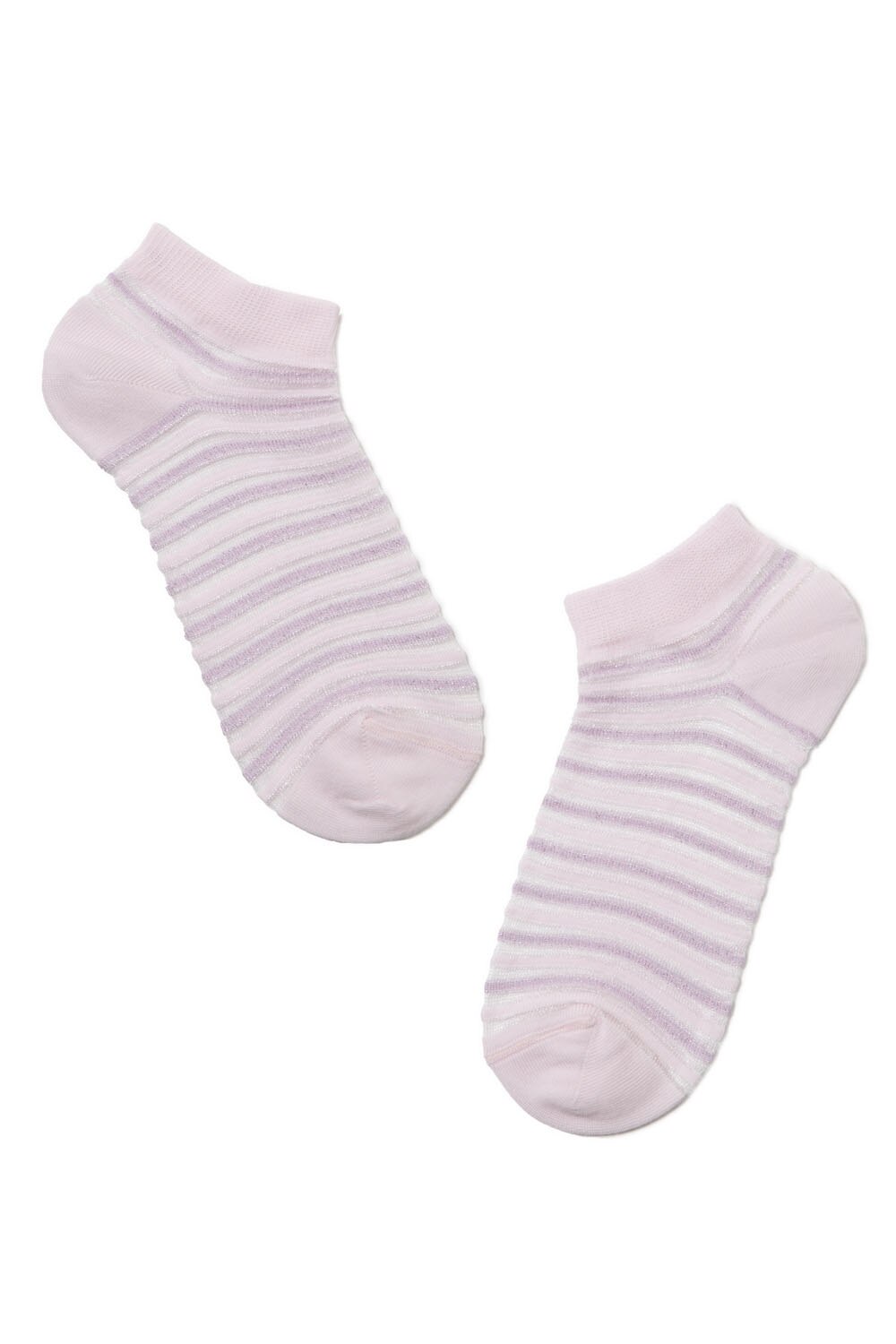 Sosete scurte de bumbac cu model dungat, Conte Elegant ACTIVE 123, Roz deschis