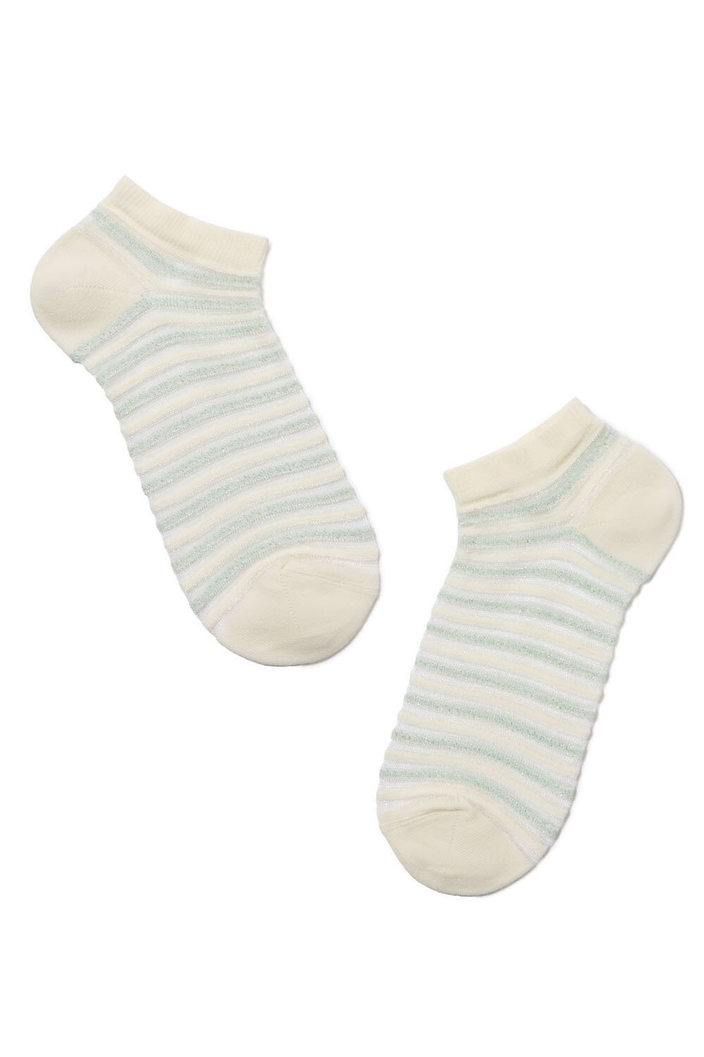 Sosete scurte de bumbac cu model dungat, Conte Elegant ACTIVE 123, Crem