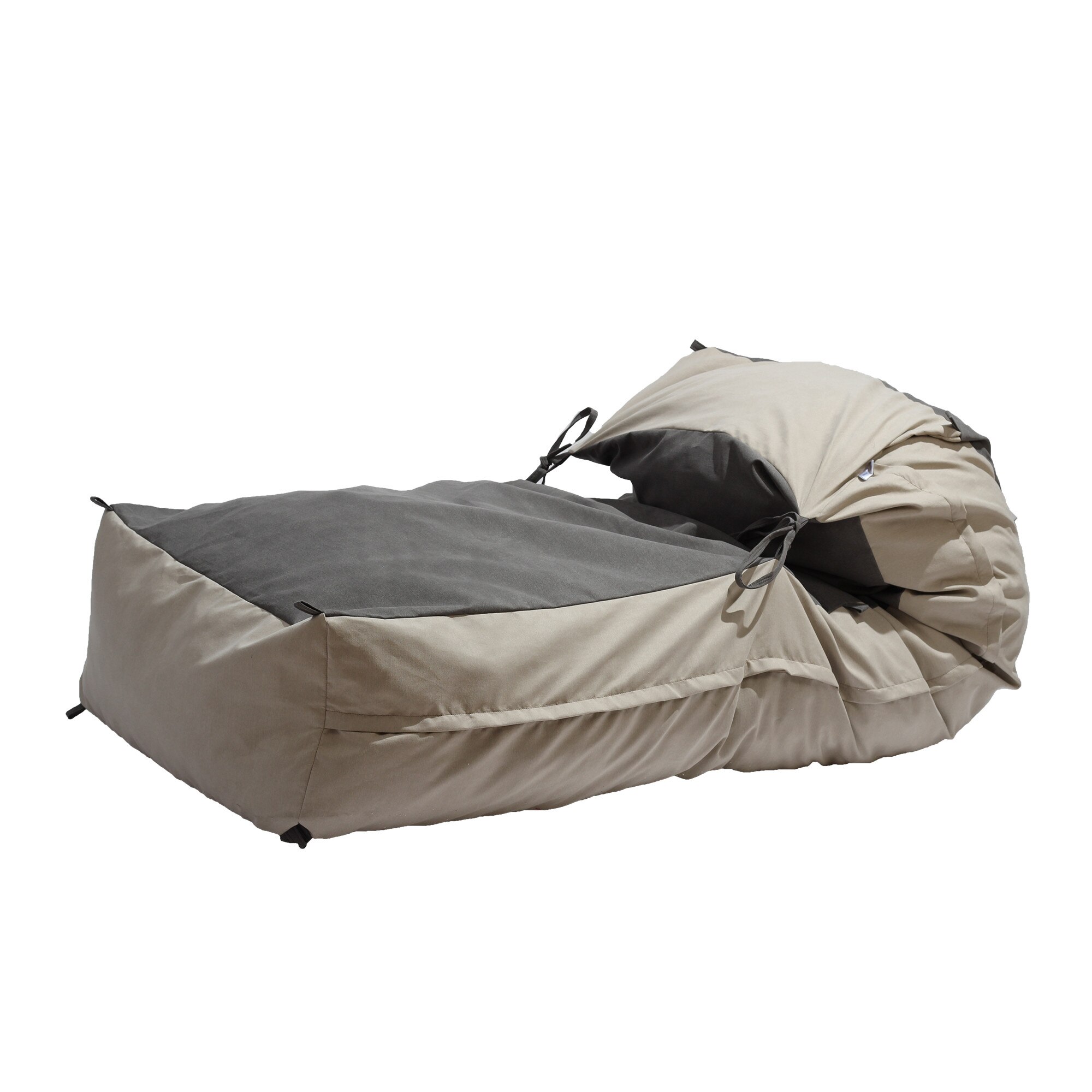 Fotoliu Pufrelax Yoga XL - Cream & Light Grey (Gama Premium) umplut cu fulgi de burete memory mix®