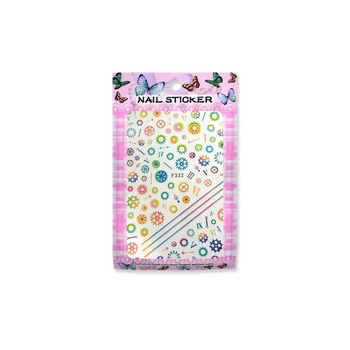 Stickere autoadezive pentru unghii MoonbasaNails, Model angrenaje colorate F332 Stickere autoadezive pentru unghii MoonbasaNails, Model angrenaje colorate F332