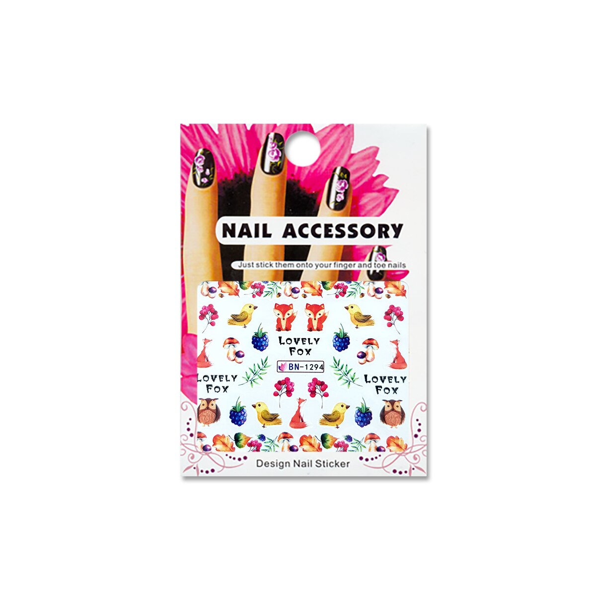 Tatuaj sticker cu efect acrilic pentru decor unghii BN-1294, MoonbasaNails, Multicolor