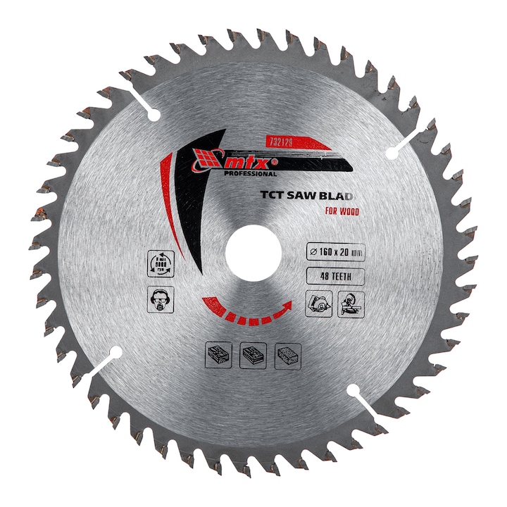 Диск за рязане на дърво MTX, 160 х 20 mm, 48 зъба, Преходна втулка 16/20