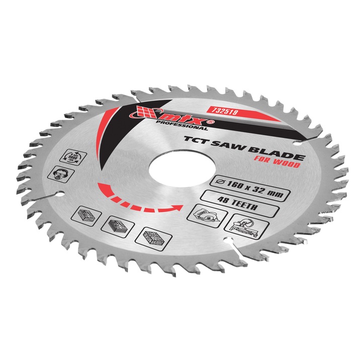 Диск за рязане на дърво MTX, 160 х 32 mm, 48 зъба