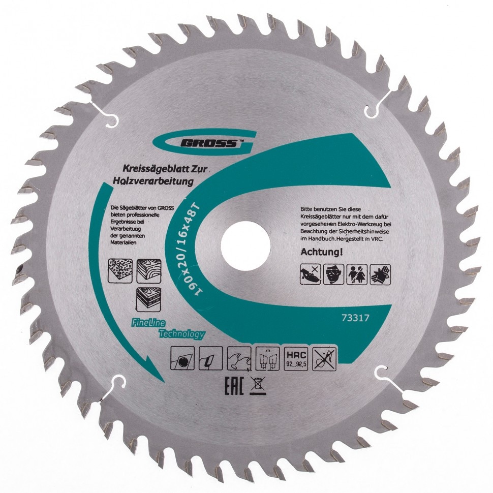 Disc taiat lemne, 190 x 20/16 x 48Т , GROSS