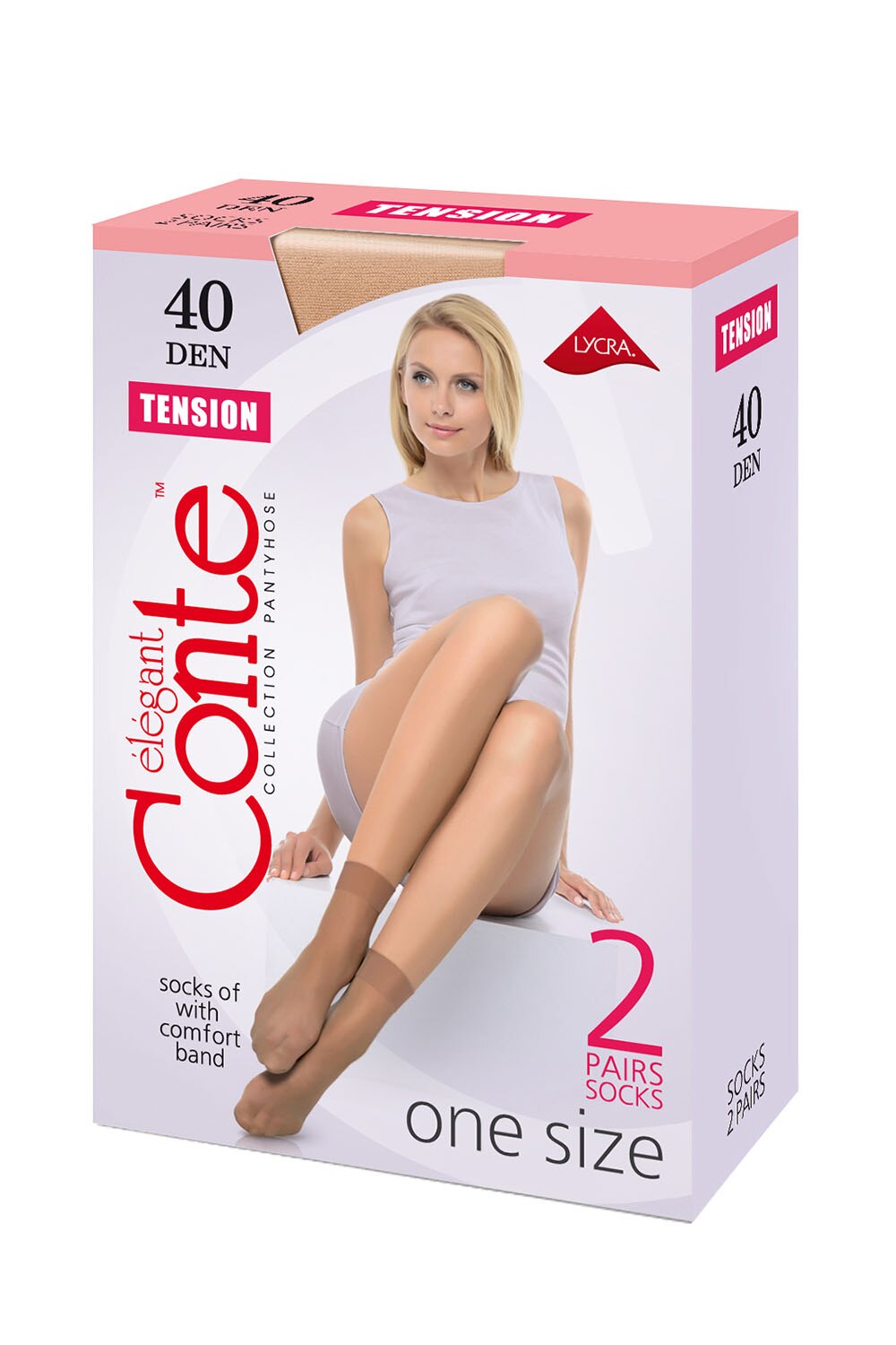 Sosete scurte 1/2 Lycra, Conte Elegant Tension 40 Den, Negru, 36-39 (2 perechi)